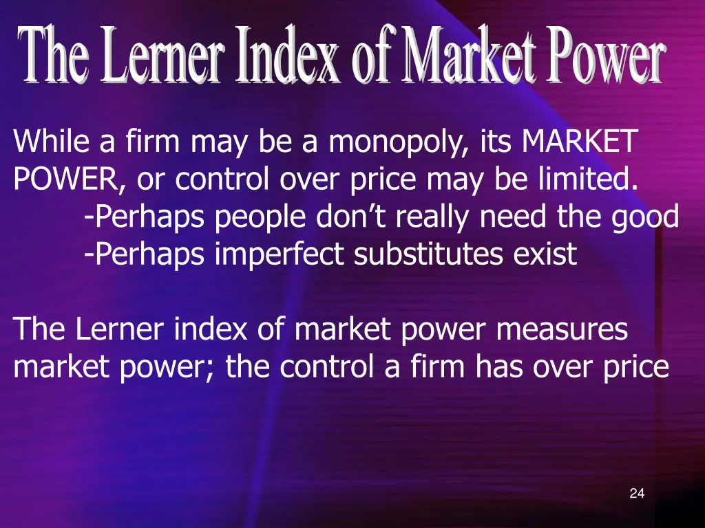 the lerner index of market power