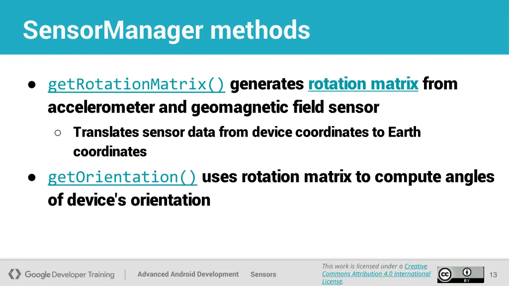 sensormanager methods