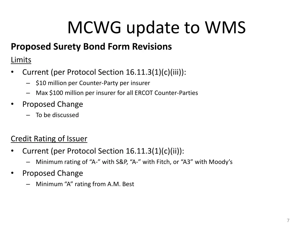mcwg update to wms proposed surety bond form