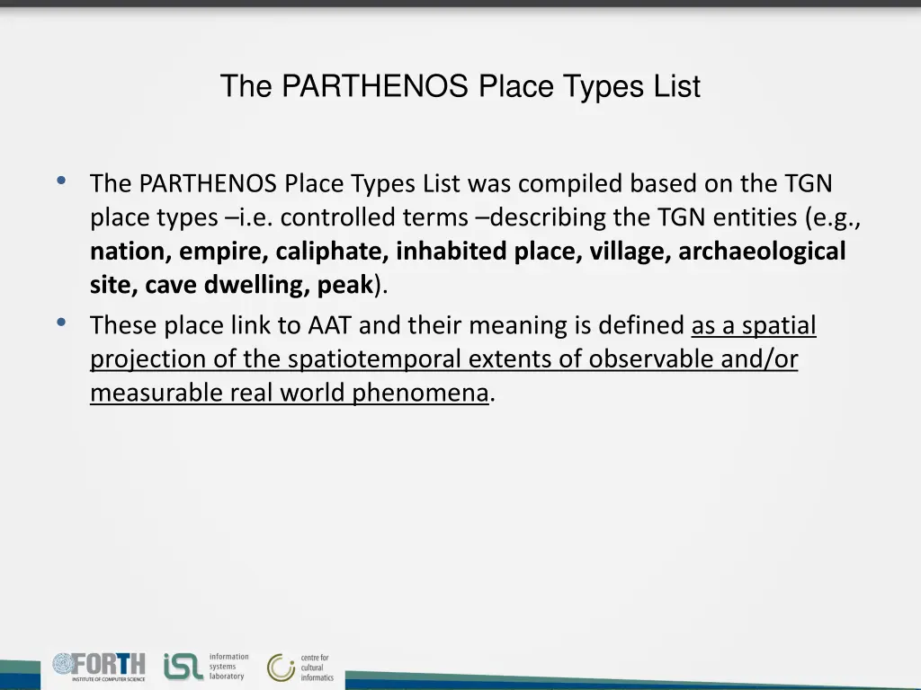 the parthenos place types list