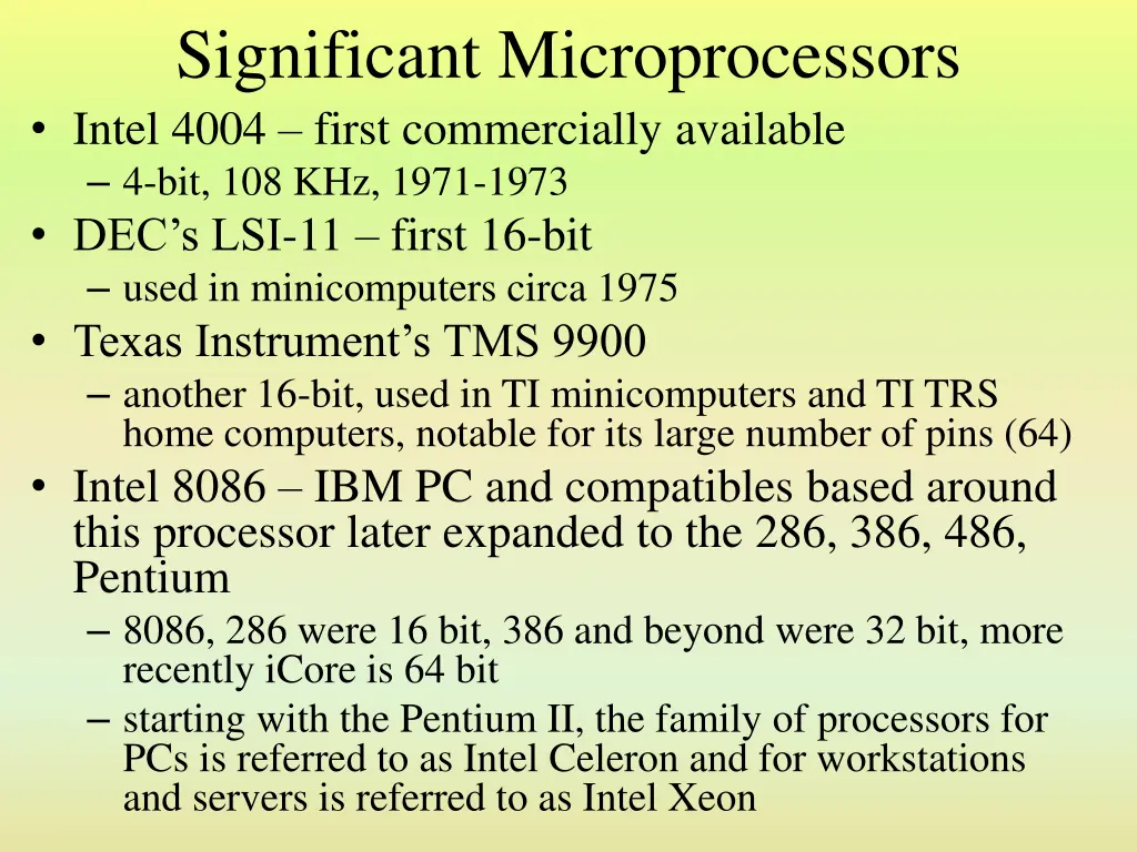 significant microprocessors intel 4004 first