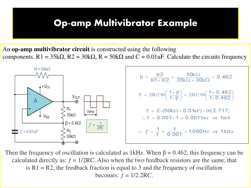 op amp multivibrator example