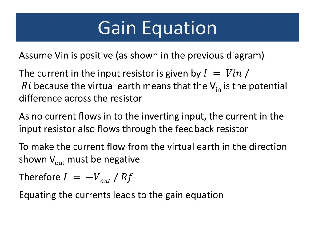 gain equation