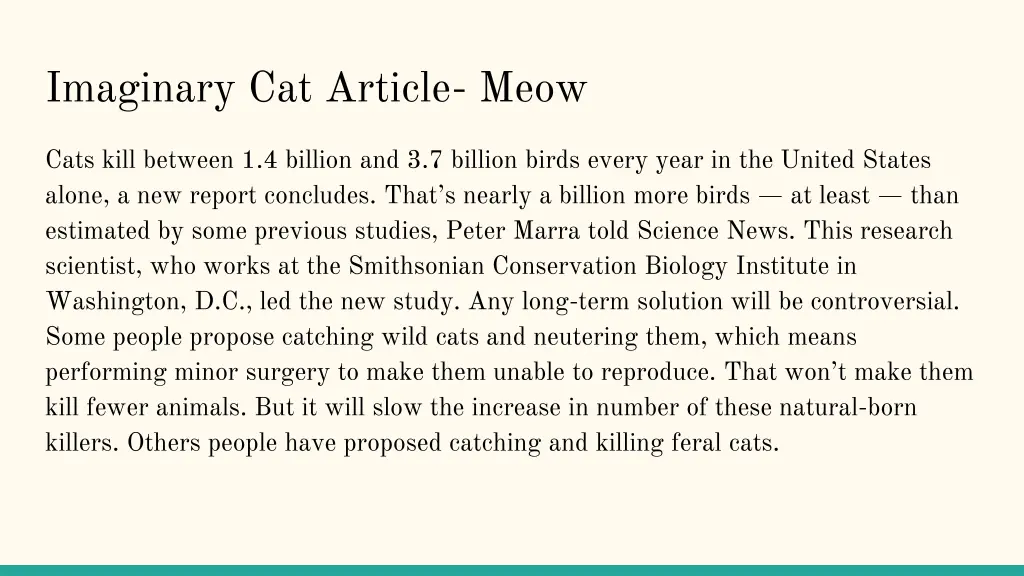 imaginary cat article meow