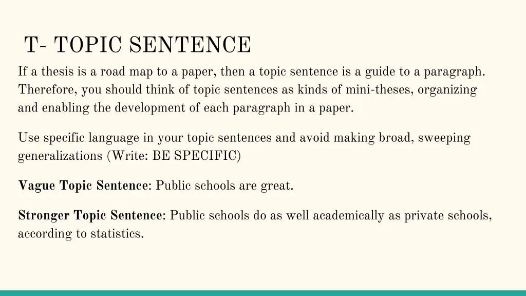 t topic sentence