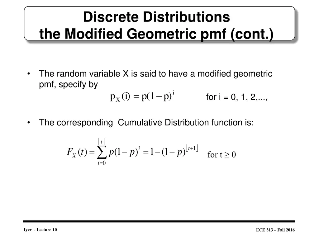 discrete distributions the modified geometric