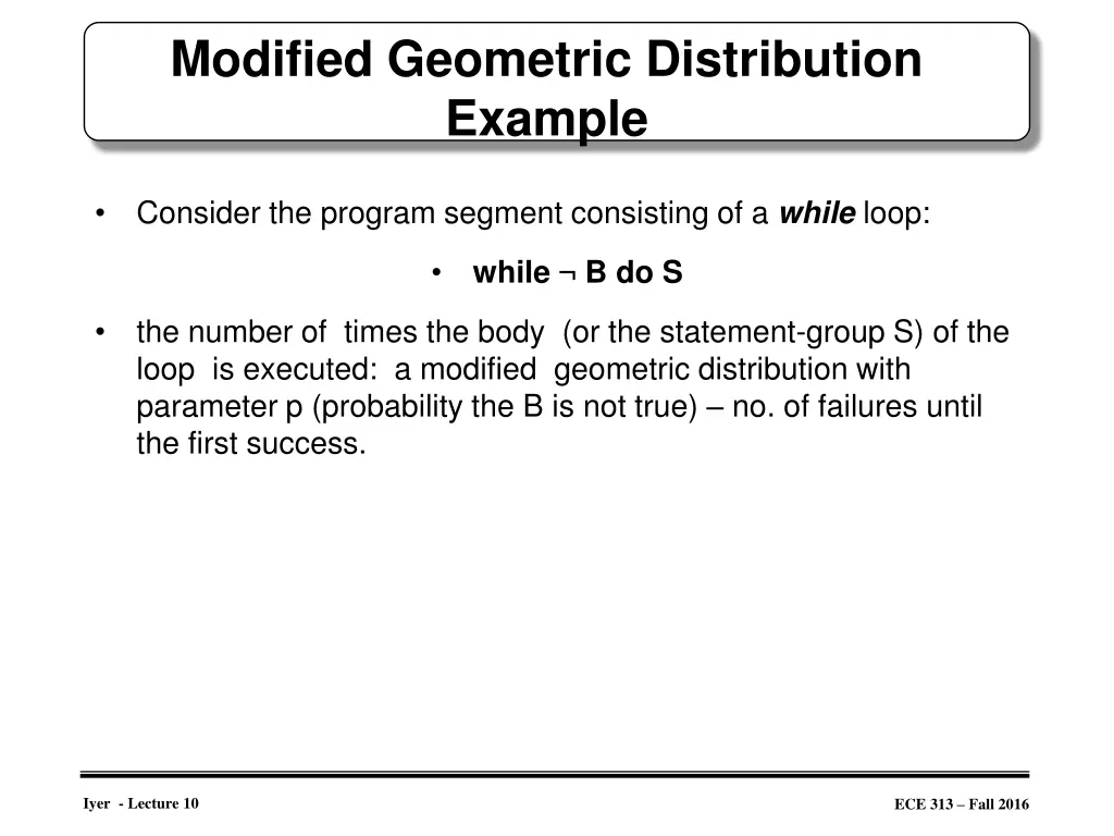 modified geometric distribution example