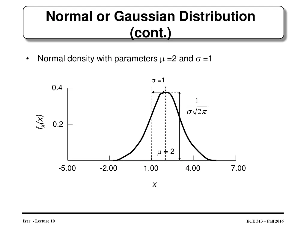 normal or gaussian distribution cont