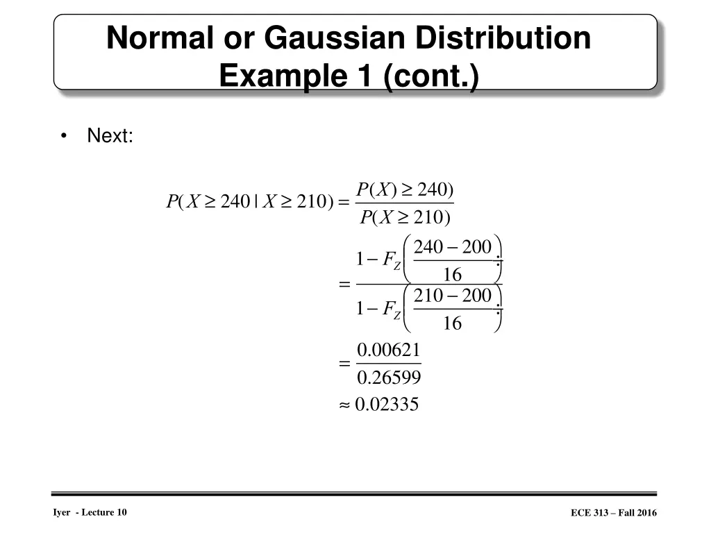normal or gaussian distribution example 1 cont
