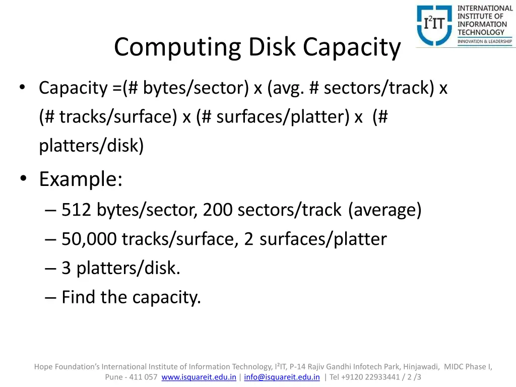 computing disk capacity 1