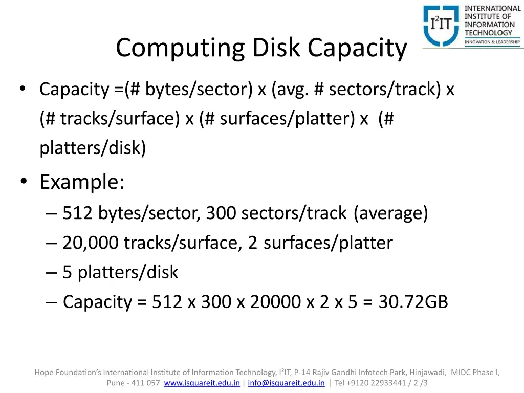 computing disk capacity
