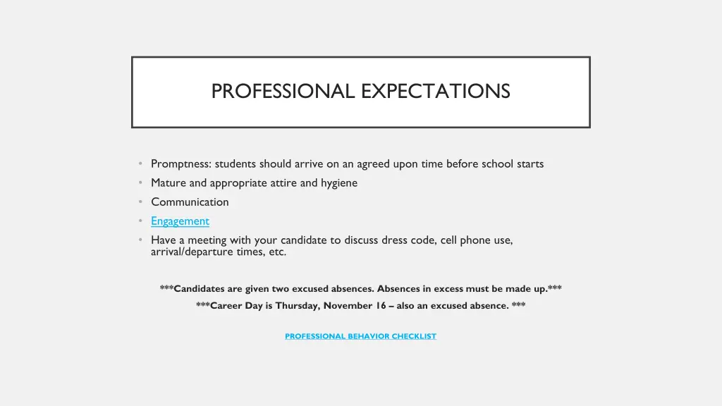 professional expectations