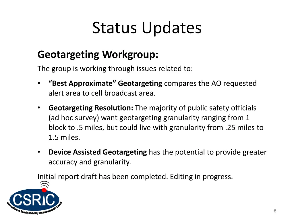 status updates