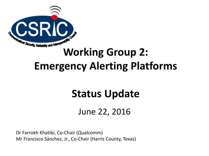 working group 2 emergency alerting platforms