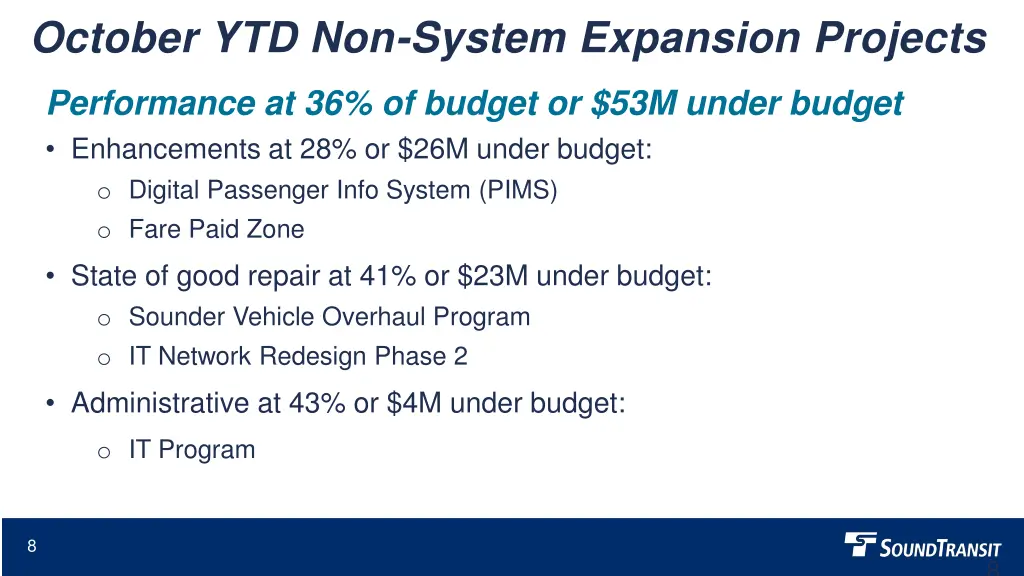 october ytd non system expansion projects