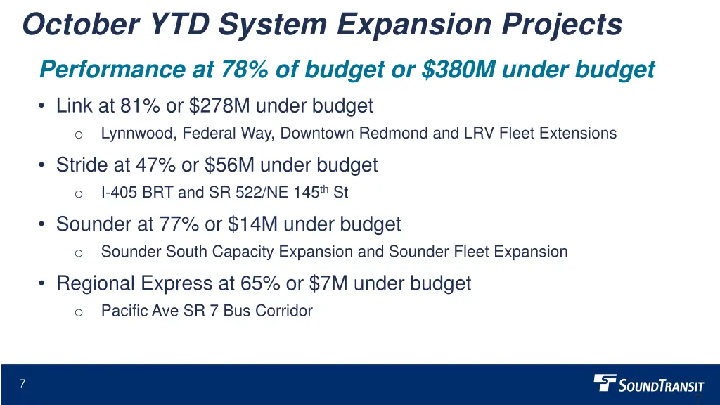 october ytd system expansion projects