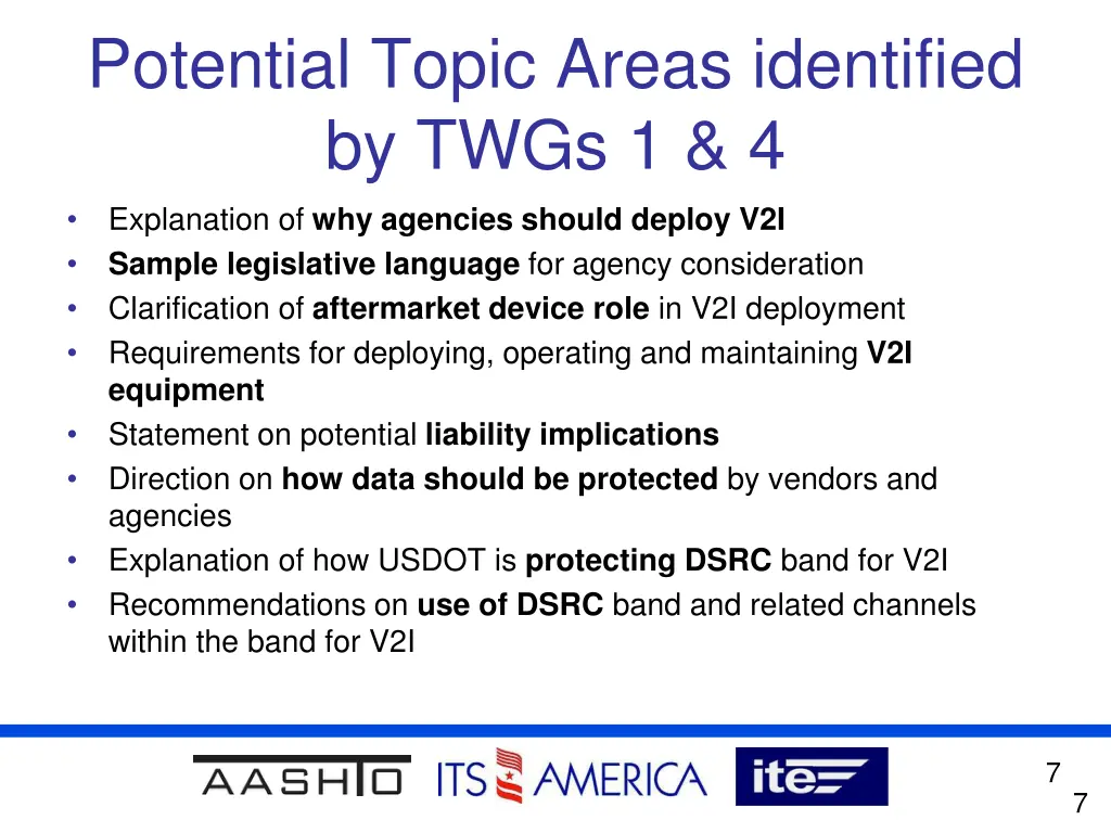 potential topic areas identified by twgs 1 4