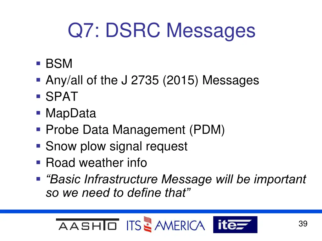 q7 dsrc messages