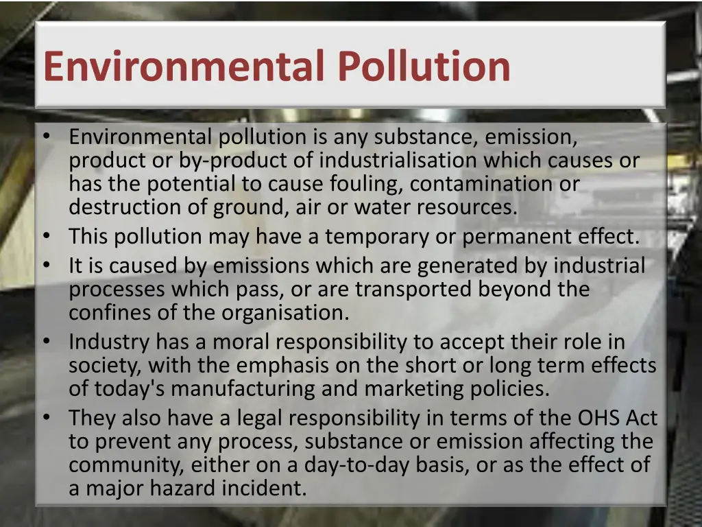environmental pollution
