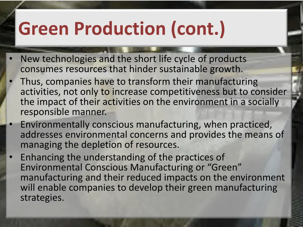 green production cont 1