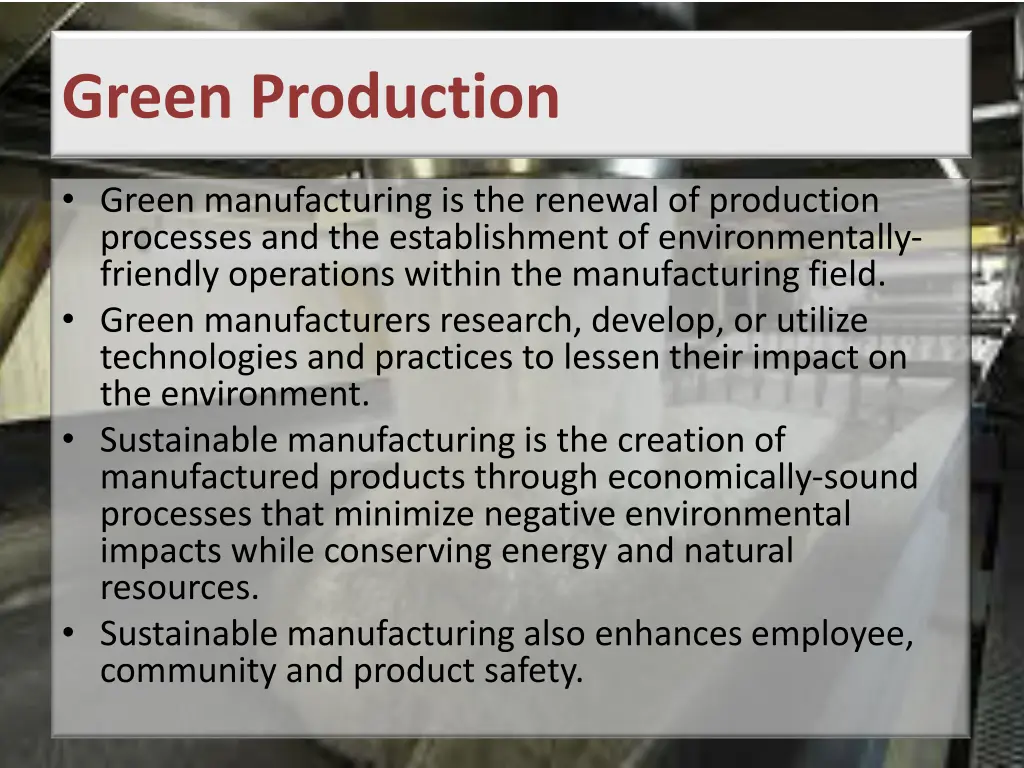 green production