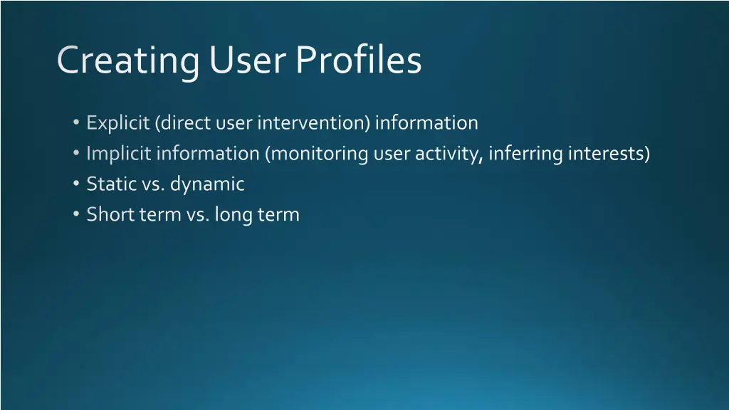 creating user profiles