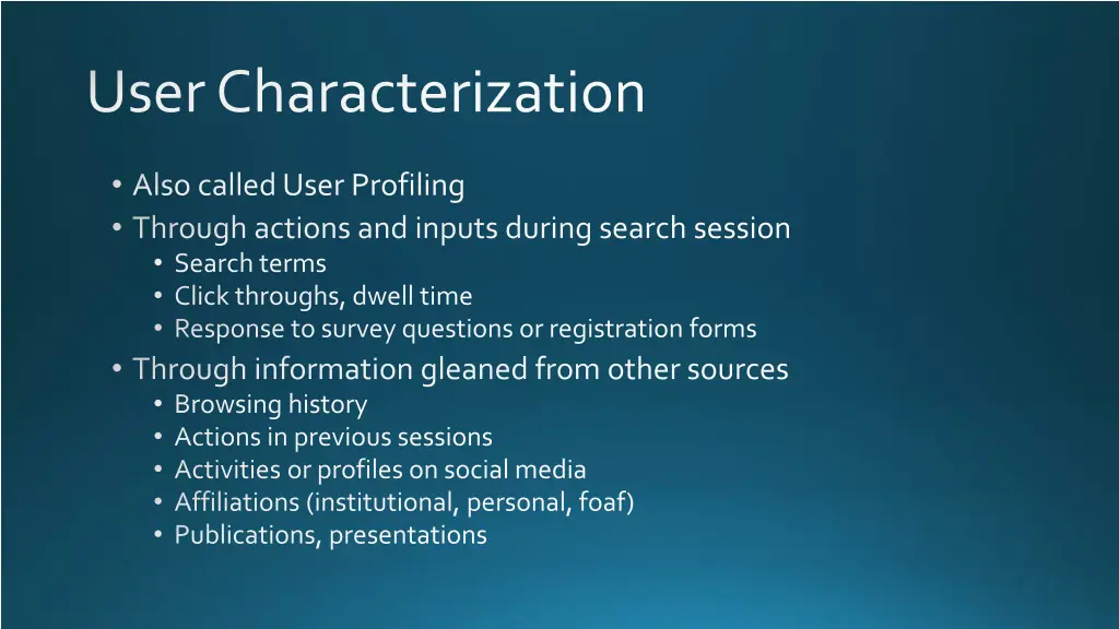 user characterization