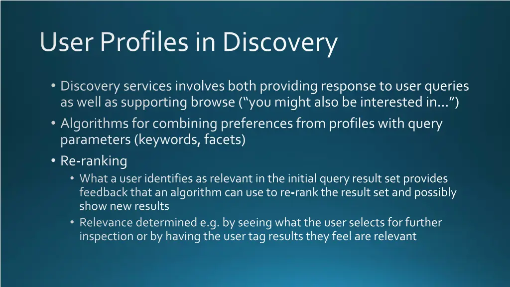 user profiles in discovery