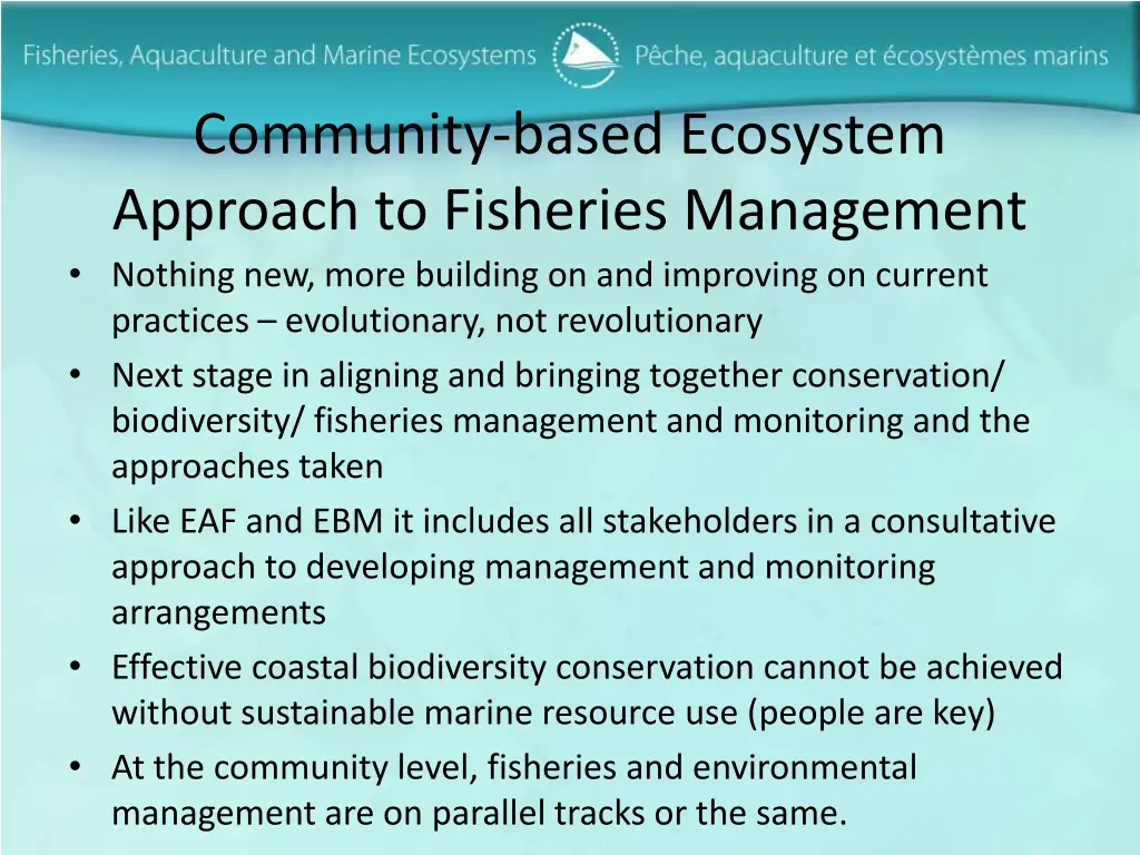 community based ecosystem approach to fisheries