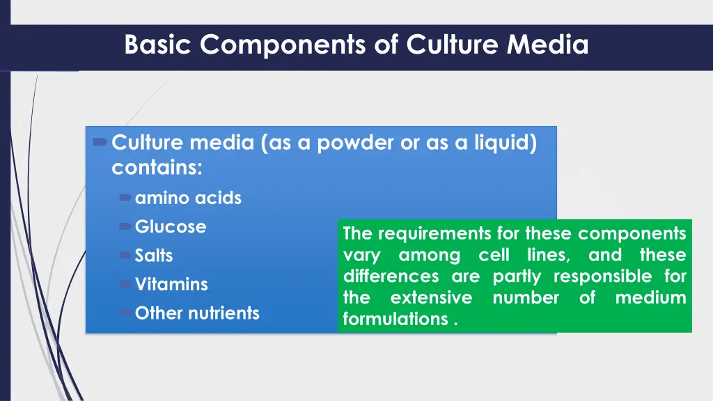 basic components of culture media