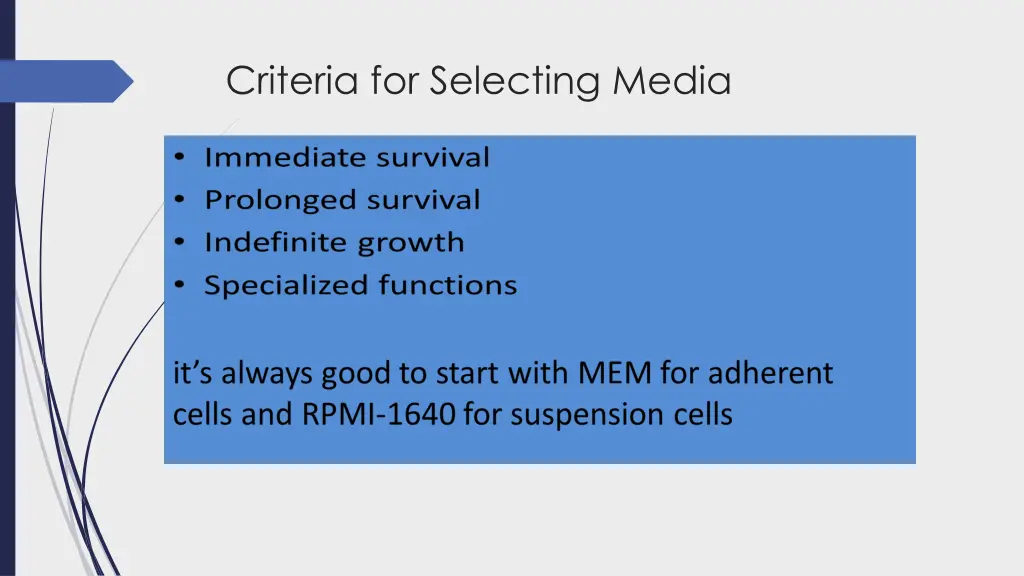 criteria for selecting media