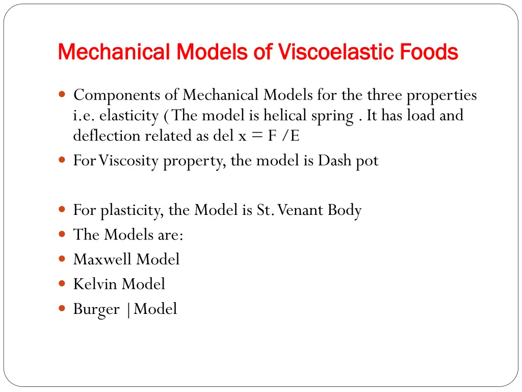 mechanical models of mechanical models