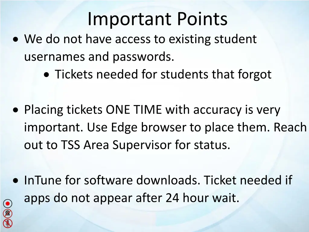 important points 1