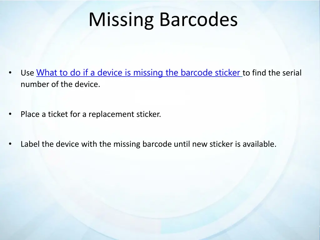 missing barcodes