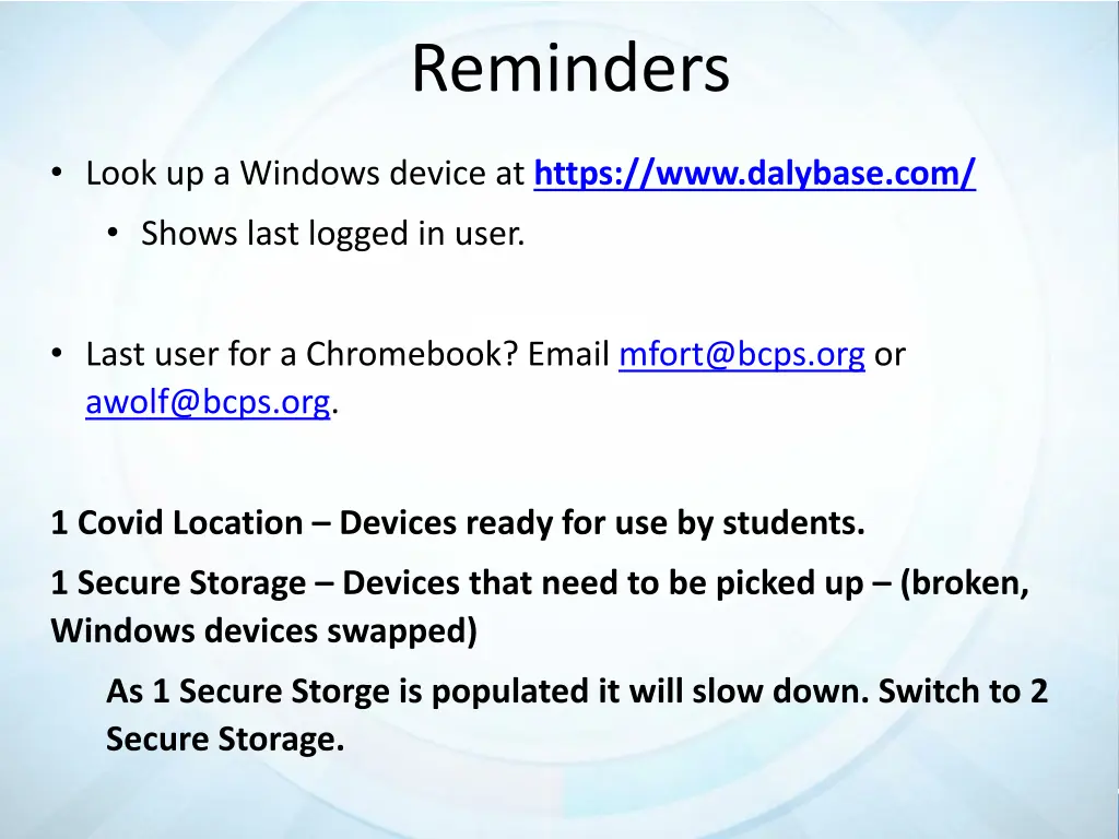 reminders 1