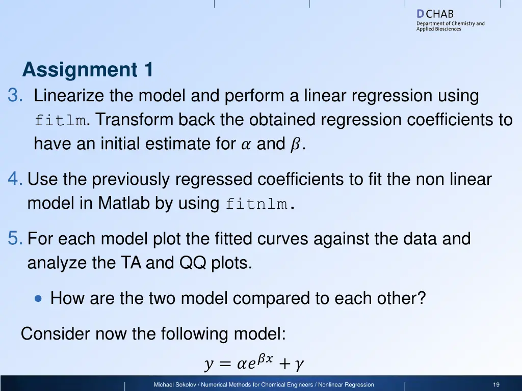 assignment 1 3 linearize the model and perform