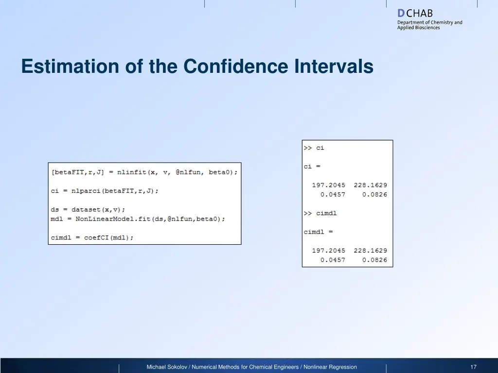 estimation of the confidence intervals