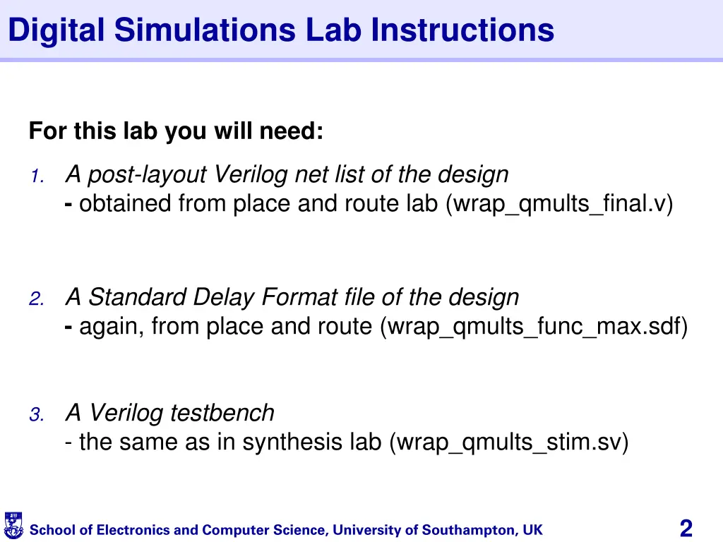 digital simulations lab instructions
