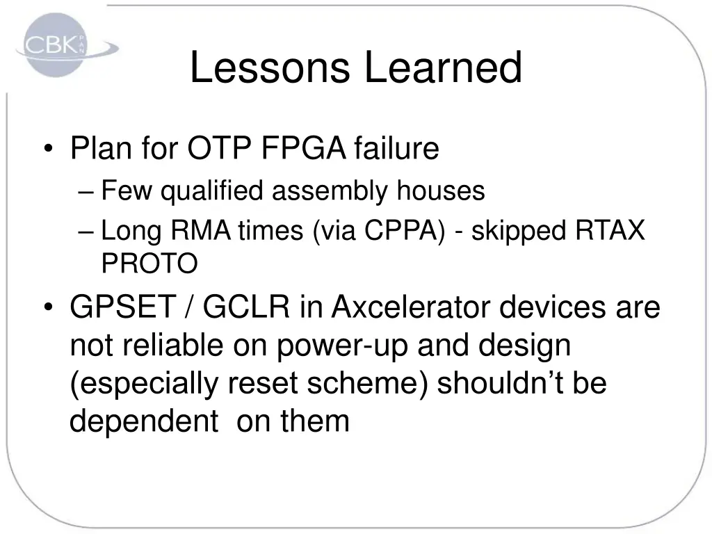 lessons learned 1