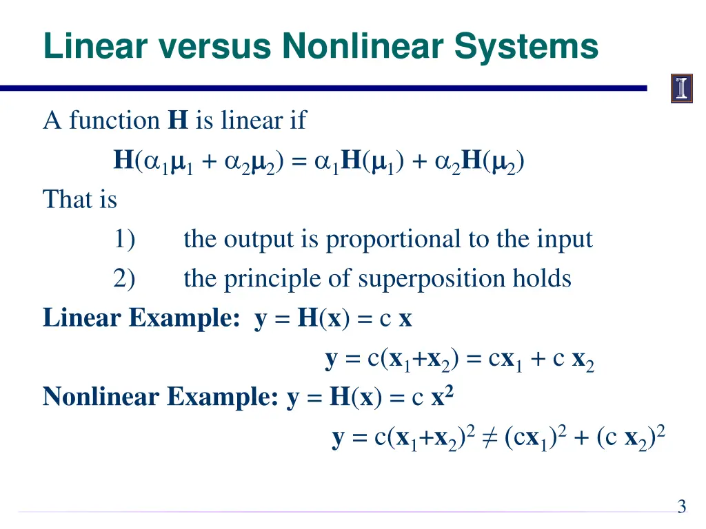 linear versus nonlinear systems