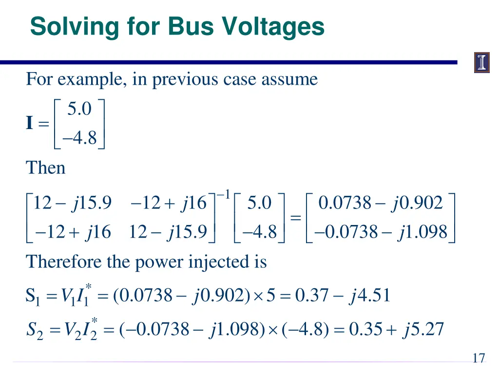 solving for bus voltages