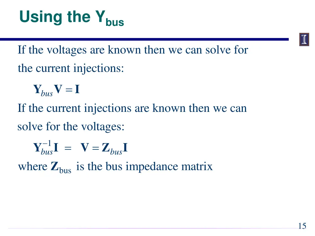 using the y bus