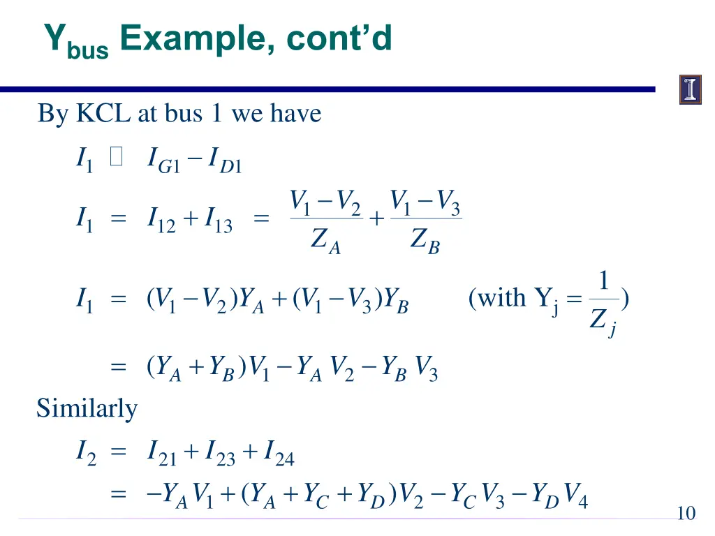 y bus example cont d