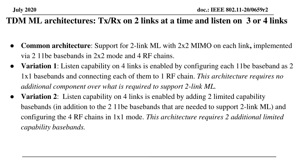 july 2020 tdm ml architectures tx rx on 2 links