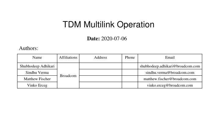 tdm multilink operation