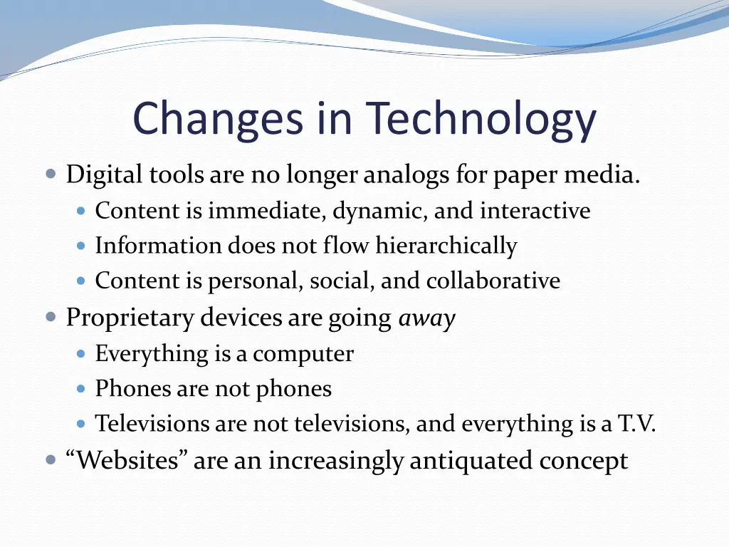 changes in technology