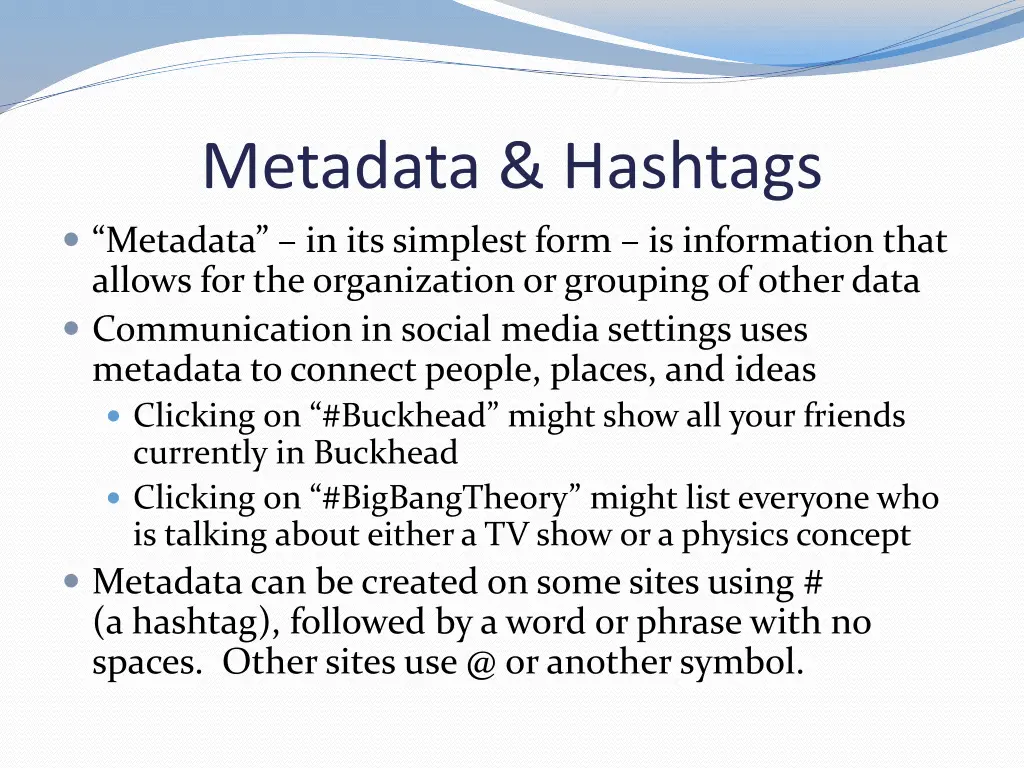 metadata hashtags metadata in its simplest form