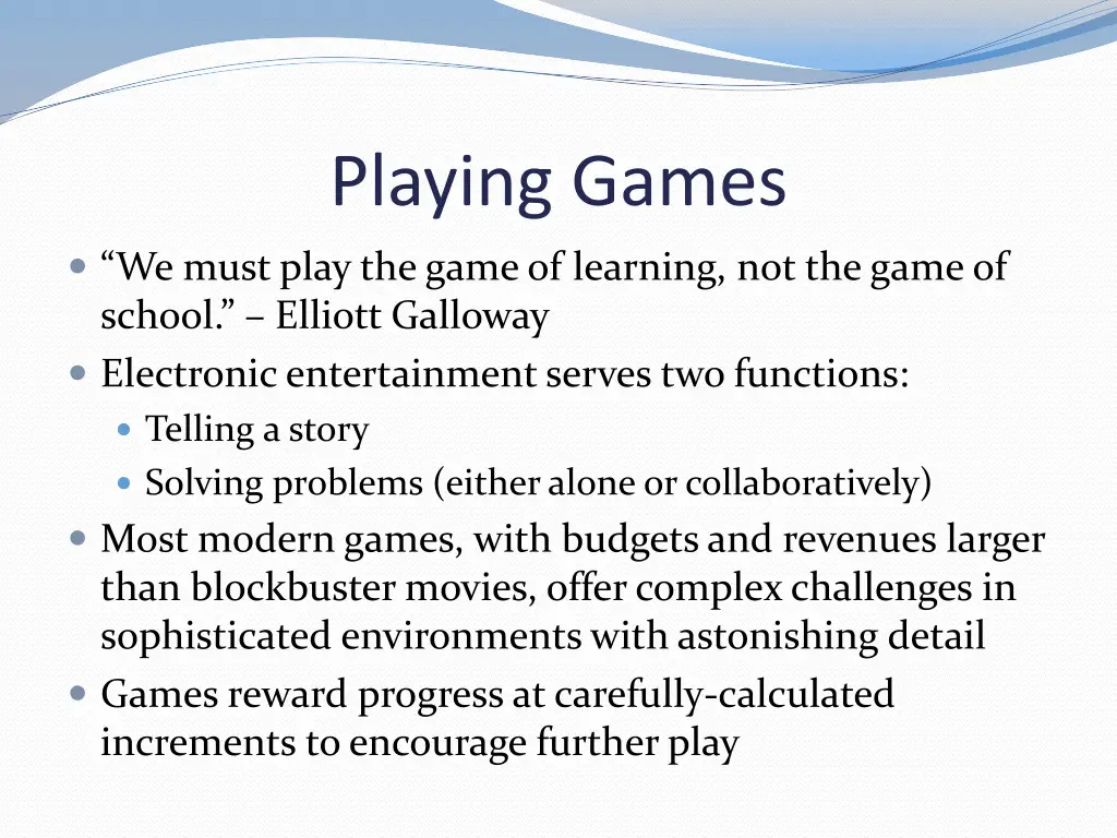 playing games