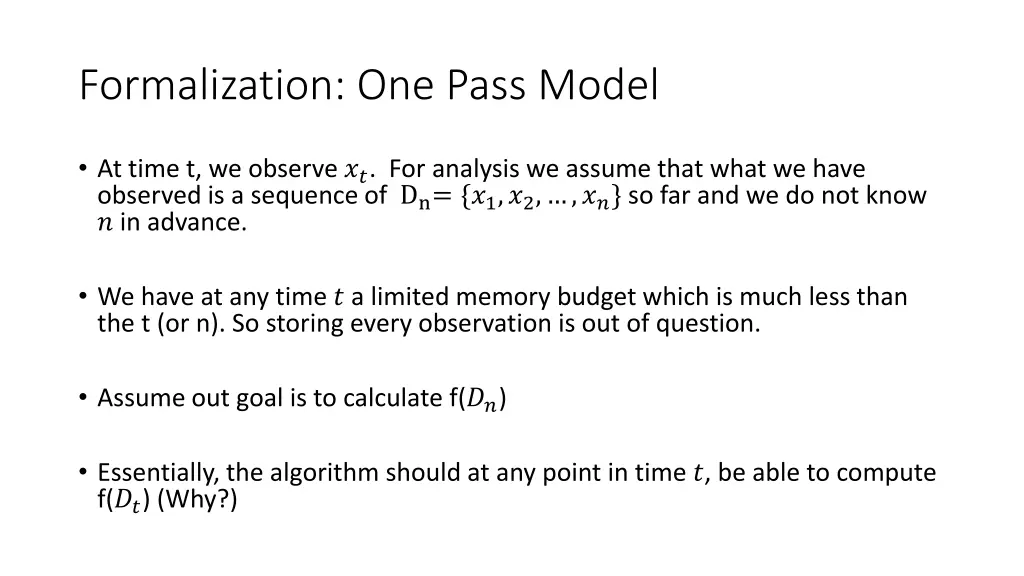 formalization one pass model