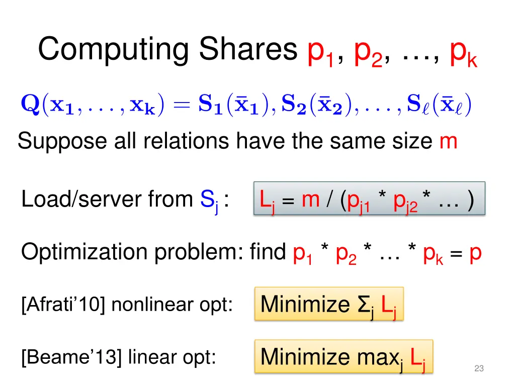 computing shares p 1 p 2 p k